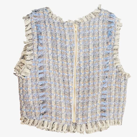 Walter Baker Dara Malibu Light Blue Tweed Top XL - Picture 3 of 3